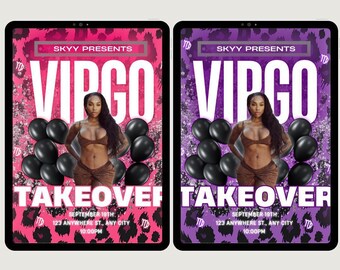 Virgo Birthday Party Flyer Template – 2 Editable Styles - Canva Invitation