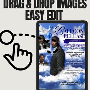 Memorial Balloon Release Flyer Template: Editable Canva Funeral Poster (Digital Download 8.5x11 in) image 4