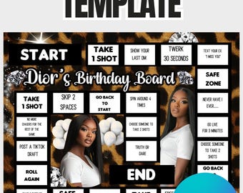 Editable Birthday Board Game: Girls Night, Bachelorette - Printable Canva Template