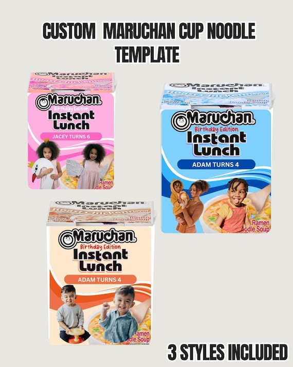Maruchan Cup Noodle Label Template - Editable Canva Party Favor