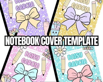 Composition Notebook Cover Template  Editable Canva Design in 4 Pastel Styles