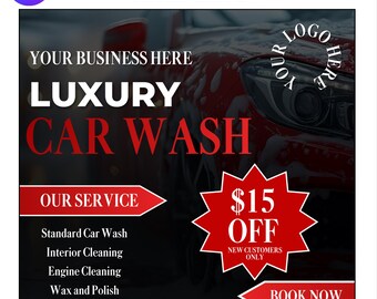 Flyer marketing pour lave-auto : design promotionnel de luxe (modifiable sur toile)