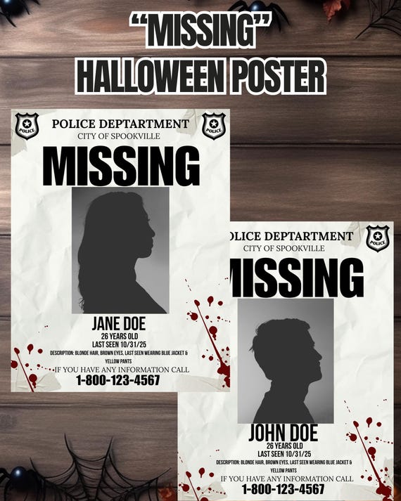 Halloween Missing Sign - Editable Canva Poster Template