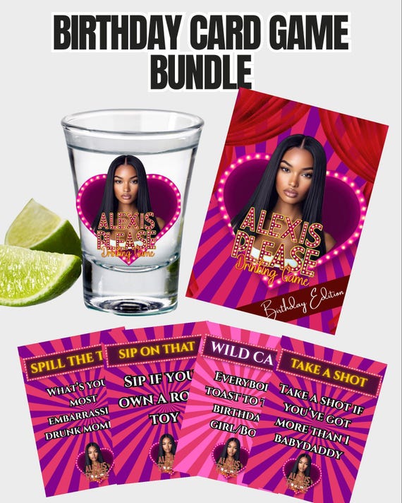 Birthday Drinking Game Cards: Editable Canva Template (Digital Download)