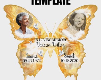 Plantilla de pin conmemorativo de mariposa 3D • Recuerdo de celebración de la vida • Canva