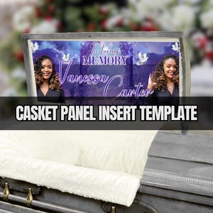 Purple Casket Panel Insert Template - Canva Funeral Design -  In Loving Memory