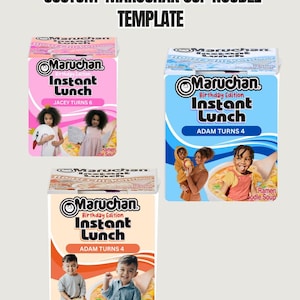 Maruchan Cup Noodle Label Template - Editable Canva Party Favor