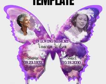 Plantilla de pin conmemorativo de mariposa 3D • Recuerdo de celebración de la vida • Canva