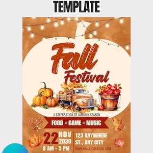 Fall Festival Flyer Template, Editable Canva, 8.5×11 Printable