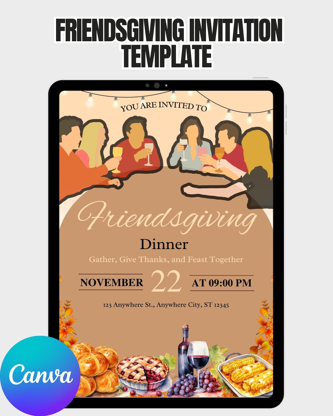 Friendsgiving Invitation Template – Editable in Canva - Etsy