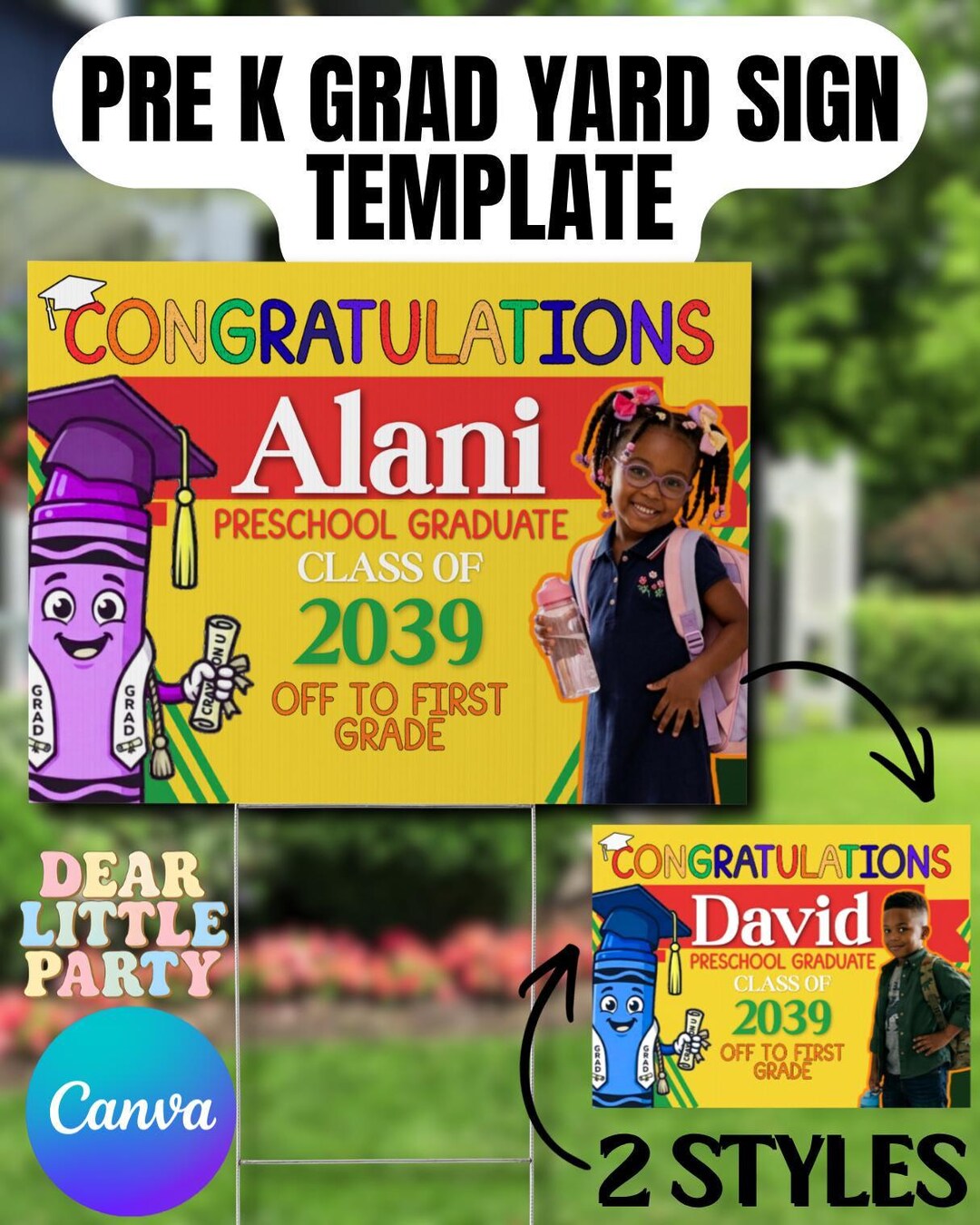 Pre-k Graduation Yard Sign Template, Editable Canva Poster, Preschool ...