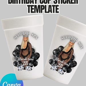 Scorpio Birthday Sticker, Zodiac Party Label (Editable Canva, 4x4 inch)