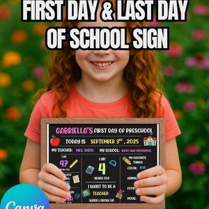 First Day of School Sign - Editable Canva Photo Prop Template for Kids