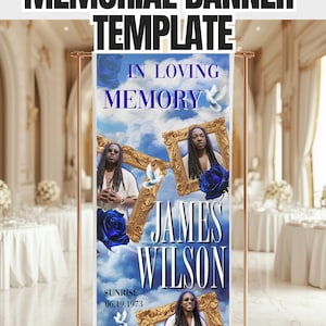 Beerdigung Banner Vorlage, Blau, Bearbeitbare Leinwand, 30×70 in