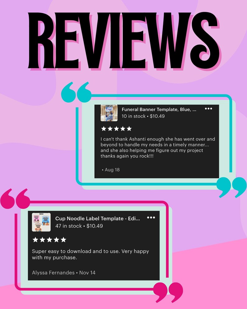 a collection of reviews and comments about a Funeral Banner Templates product. The reviews express satisfaction with the product, highlighting its ease of download and use, as well as the customer's happiness with their purchase.