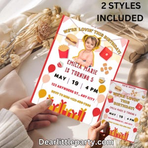 Kids Birthday Invitation -  Easy Editable Template - Nuggets & Fries Design