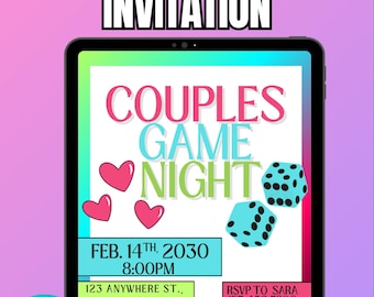 Couples Game Night Invitation, Editable Canva Template, 5x7 Digital Download