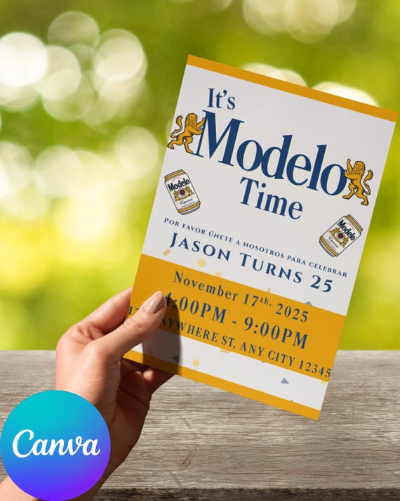 Modelo Birthday Invitation Template • Beer Theme • Canva - Adult Birthday