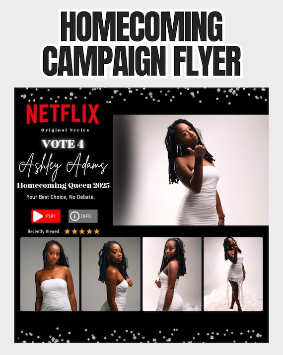 Homecoming Campaign Flyer Template - Editable Netflix Inspired Canva Design