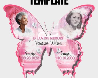 Plantilla de pin conmemorativo de mariposa 3D • Recuerdo de celebración de la vida • Canva