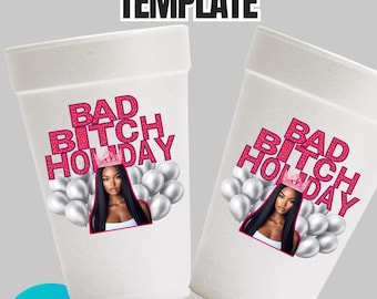 Plantilla de etiqueta adhesiva personalizable para vasos de cumpleaños. Descarga digital.