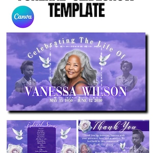Funeral Slideshow Template (Canva) — Purple Clouds & Doves