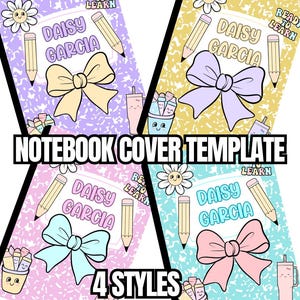 Composition Notebook Cover Template  Editable Canva Design in 4 Pastel Styles