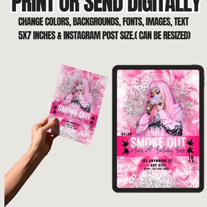 420 Birthday Invitation: Bold Weed Design - Editable Canva Template image 4