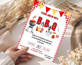 BBQ Baby Shower Invitation Template: Editable BaByQ Invite (Digital Download)