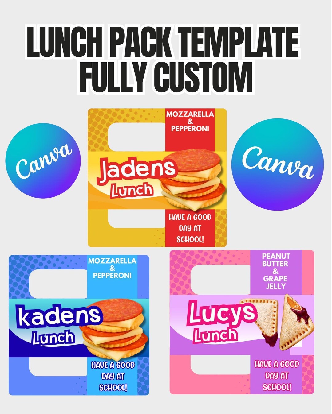 Lunch Combo Label Template - Editable Canva Snack Tags - Etsy