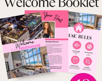 Modèle de livret de bienvenue Airbnb, guide de l'hôte de 18 pages, téléchargement modifiable sur toile