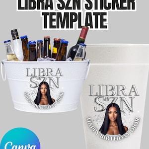 Libra Zodiac Party Sticker - Editable Favor Label Template