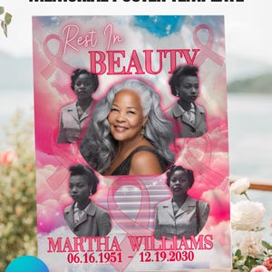 Memorial Poster Template – Canva 18x24in Funeral Celebration of Life Sign, Breast Cancer Awareness