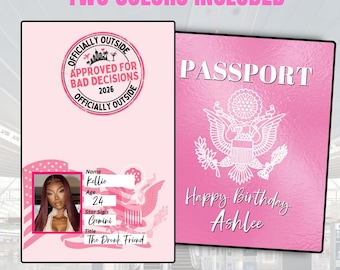 Cadeau d'anniversaire passeport - Thème de voyage modifiable entre filles