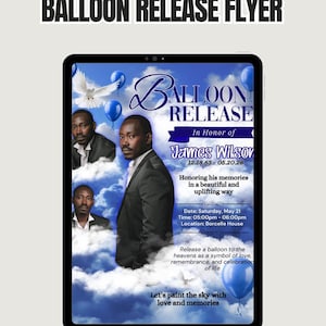 Memorial Balloon Release Flyer Template: Editable Canva Funeral Poster (Digital Download 8.5x11 in)