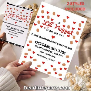 Nugget Babypartyeinladung Bearbeitbare Canva Vorlage Lil Nugget Unterwegs Digitaler Download