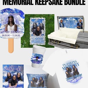 Blue Funeral Keepsake Bundle - 8 Editable Canva Templates for Memorial Service