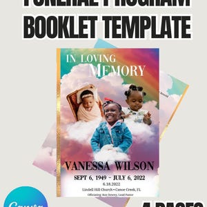 Kids Funeral Program Template - Editable 4-Page Canva Booklet for Child Memorial Service