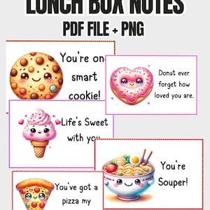 Lunch Box Notes Printable - Kawaii Food Pun Cards PDF