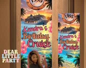 Cartel editable para la puerta de un crucero, decoración caribeña para cumpleaños (descarga digital)