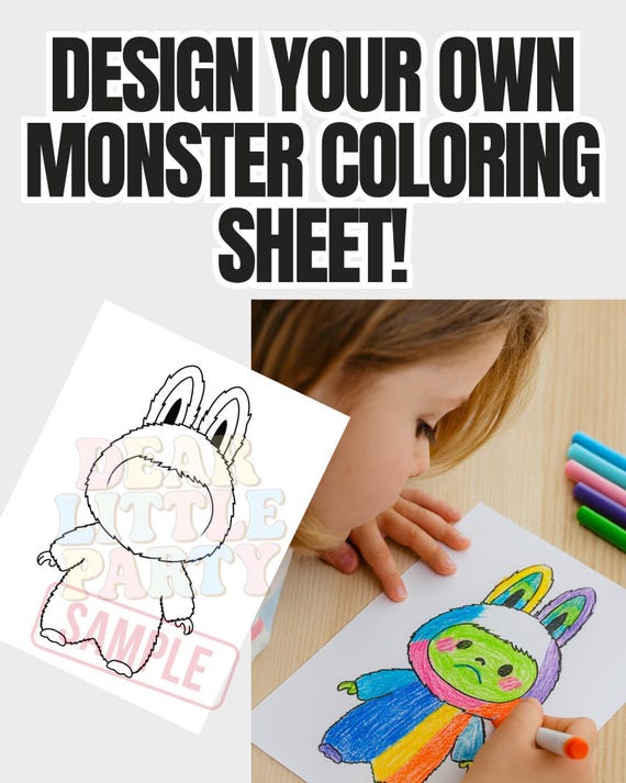 Kids Coloring Activity, Design your own Labubu, 8.5×11 PDF