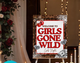 Letrero de bienvenida de Girls Gone Wild: Decoración para fiestas (Guepardo rojo, descarga digital)