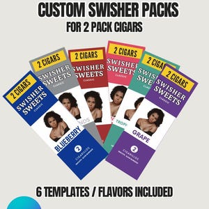 Cigar Label Template - Canva Party Favor -  Swisher Sweet Pack