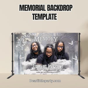 Plantilla de fondo conmemorativo plateado: pancarta "En memoria amorosa", símbolo de celebración de la vida