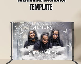 Plantilla de fondo conmemorativo plateado: pancarta "En memoria amorosa", símbolo de celebración de la vida
