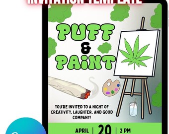 Invitación para pintar y decorar / Plantilla para Canva / Descarga digital editable