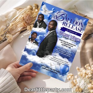 Memorial Balloon Release Flyer Template: Editable Canva Funeral Poster (Digital Download 8.5x11 in) image 2