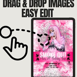 420 Birthday Invitation: Bold Weed Design - Editable Canva Template image 3