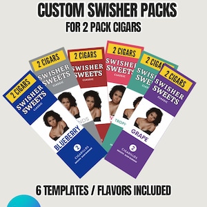 Editable Cigar Label Template  Custom Party Favor Design Swisher Sweet  2 Styles Included