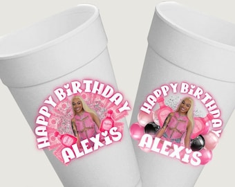 Modèle d'autocollant rose pour tasse d'anniversaire - Étiquette de boisson de fête Canva